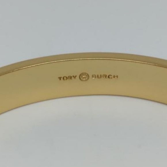 SOLD! Tory Burch Natural MOP & Matte Gold Bangle Style Bracelet - Picture 4 of 8